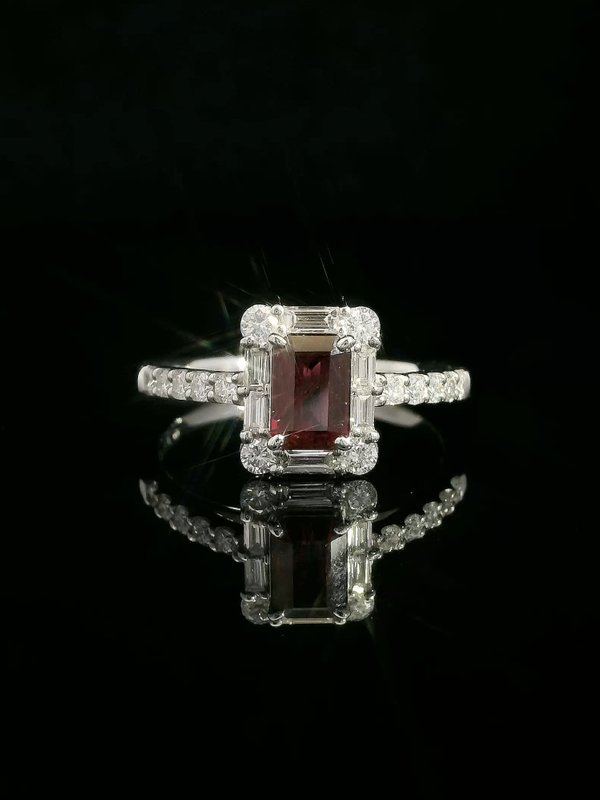 Ruby Halo Ring - Platinum