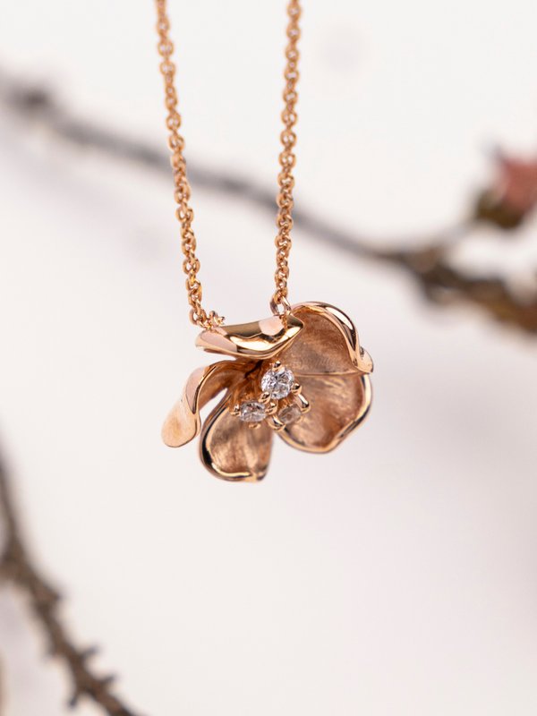 Buttercup Floral Necklace - 18K Rose Gold