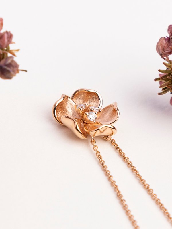 Buttercup Floral Necklace - 18K Rose Gold