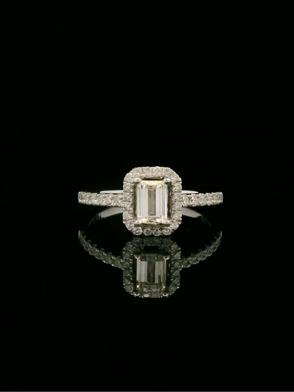 Lab Grown Diamond Ring - Emerald Cut (Halo Design)