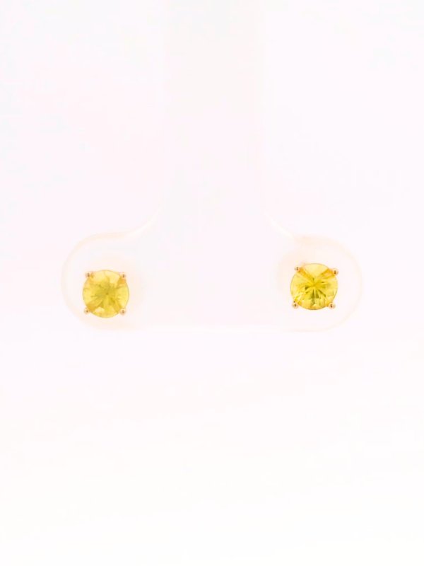 Yellow Sapphire Earrings ( 4 Round Prongs)