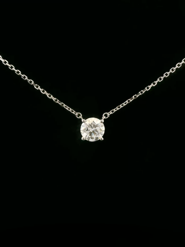 1 Carat Solitare Necklace - 10K White Gold