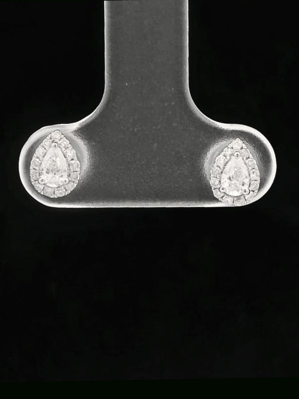 Diamond Earrings with Halo Design (Teardrop)