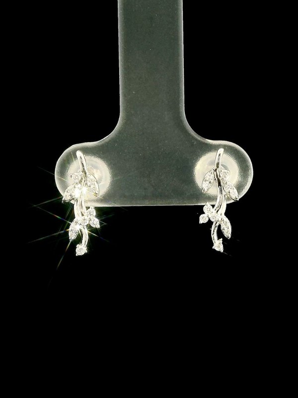 Drop Branch Earrings - 18K White Gold