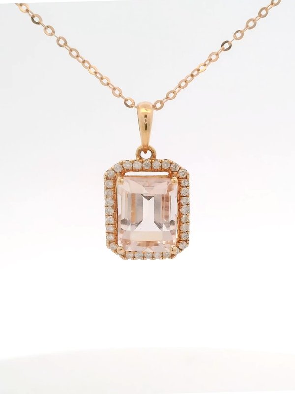 Emerald Cut Morganite Pendant