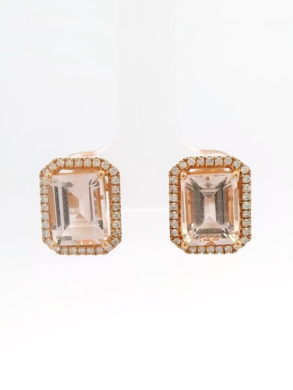 Emerald Cut Morganite Earrings