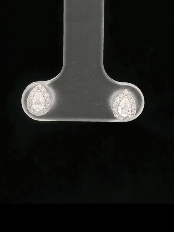 Diamond Earrings with Halo Design (Teardrop)