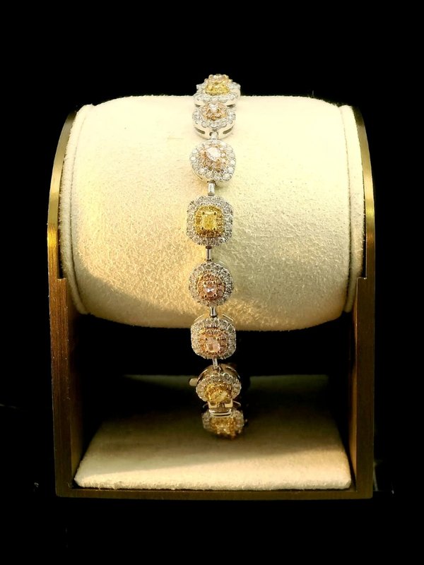 Fancy Diamond Bracelet - 18K Gold & Platinum