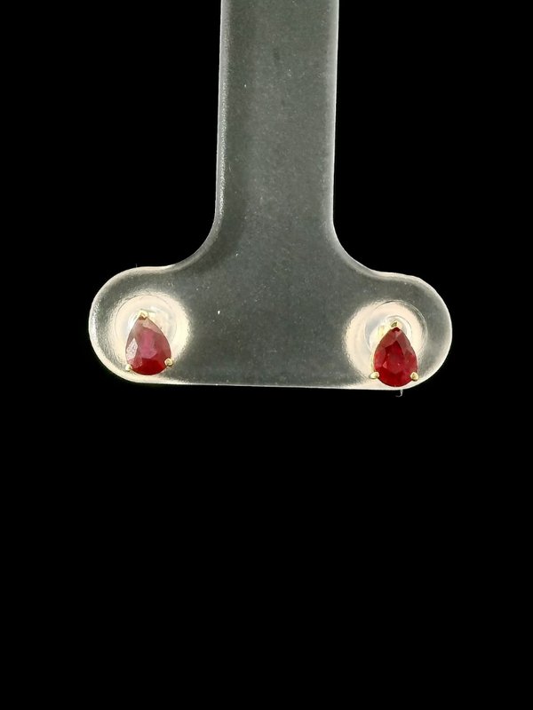 Ruby Earrings Teardrop - 18K Yellow Gold