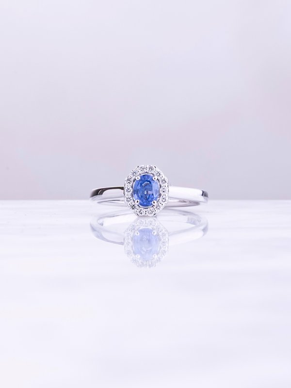Freya Ring - Blue Sapphire & Lab Grown - 18K White Gold