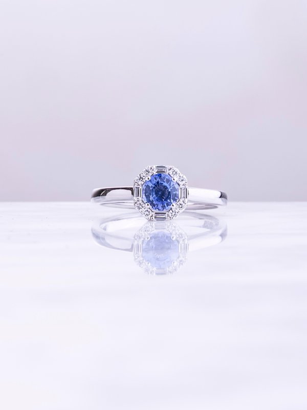 Susie Ring - Blue Sapphire & Lab Grown - 18K White Gold