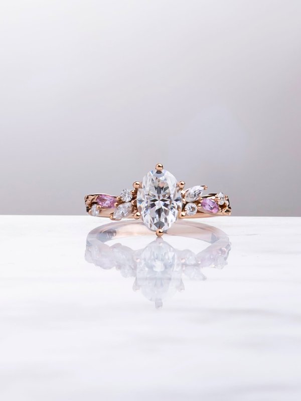 Jovyn Ring-Sapphires and Moissanites-18K Rose Gold