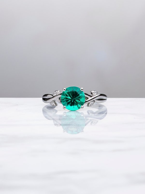 Esme Ring - 1.24Ct Lab Emerald - 18K White Gold