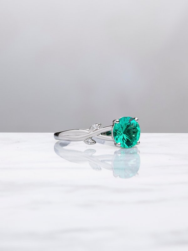 Esme Ring - 1.24Ct Lab Emerald - 18K White Gold