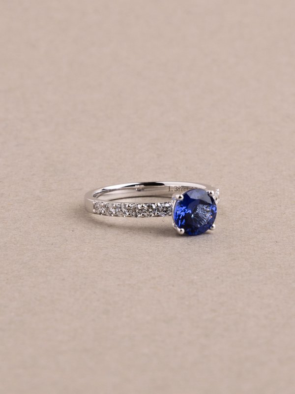 Elysa Ring - Tanzanite & Lab Diamonds - 18K White Gold