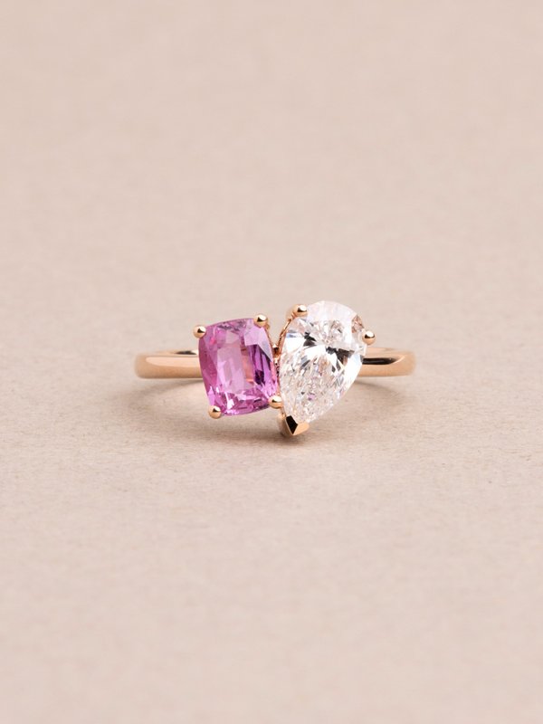 Sophia Ring - Pink Sapphire & Lab Diamonds - 18K Rose Gold