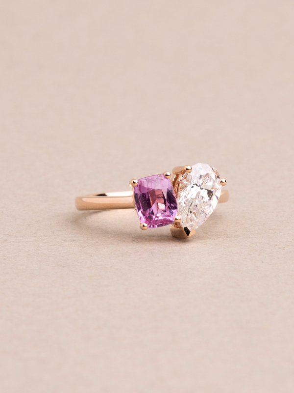 Sophia Ring - Pink Sapphire & Lab Diamonds - 18K Rose Gold