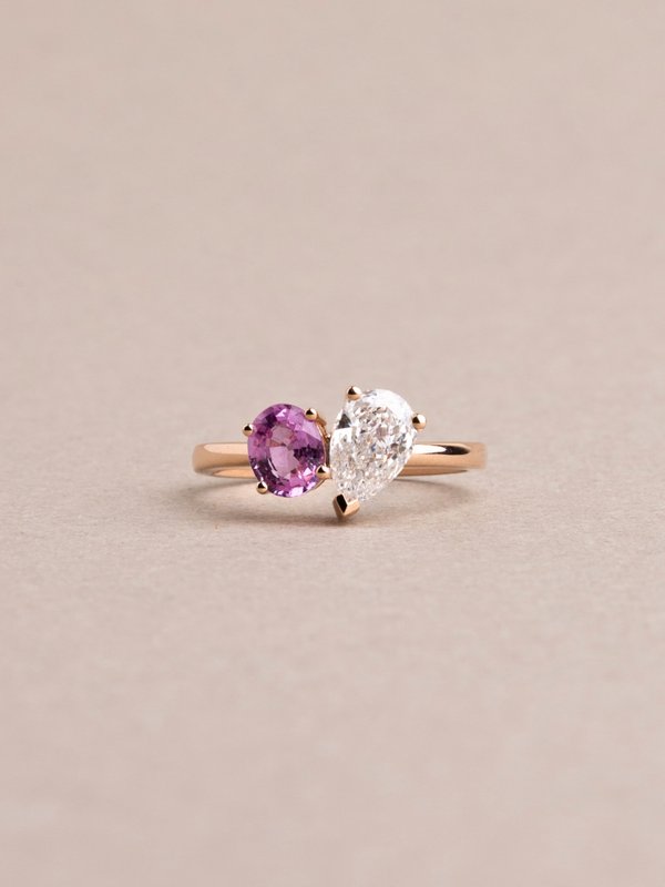 Jennie Ring - Pink Sapphire & Lab Diamond - 18K Rose Gold