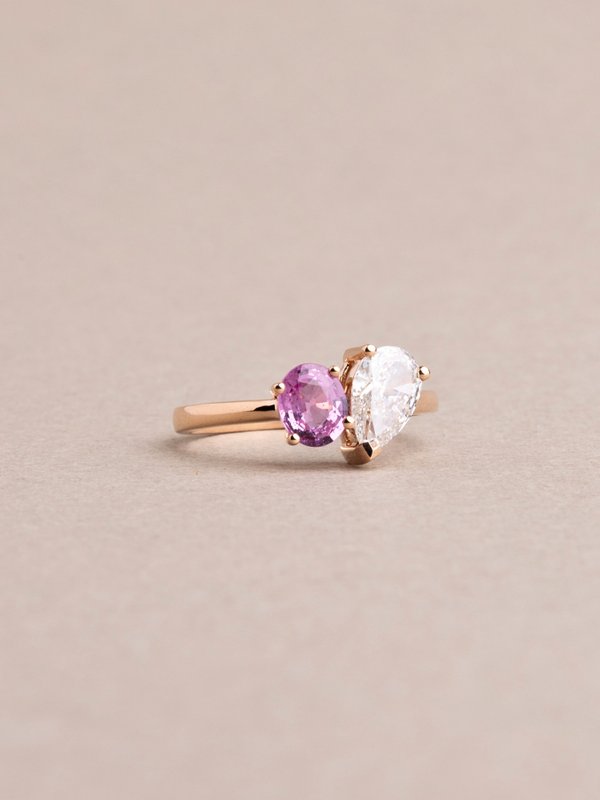 Jennie Ring - Pink Sapphire & Lab Diamond - 18K Rose Gold