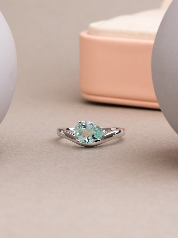 Selene Ring - Mint Tourmaline - 18K White Gold