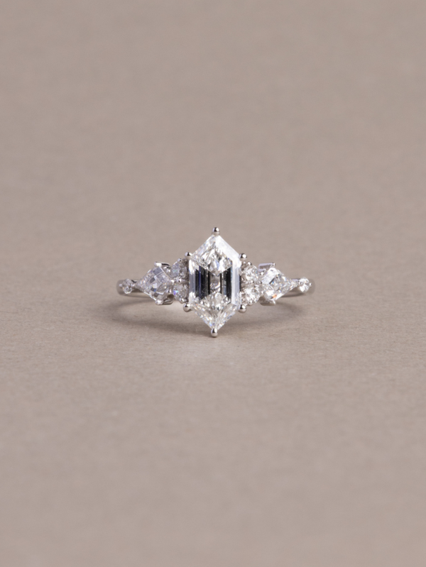 Holly Ring - Custom Cut Dutch Marquise Lab Grown Diamond - 18K White Gold