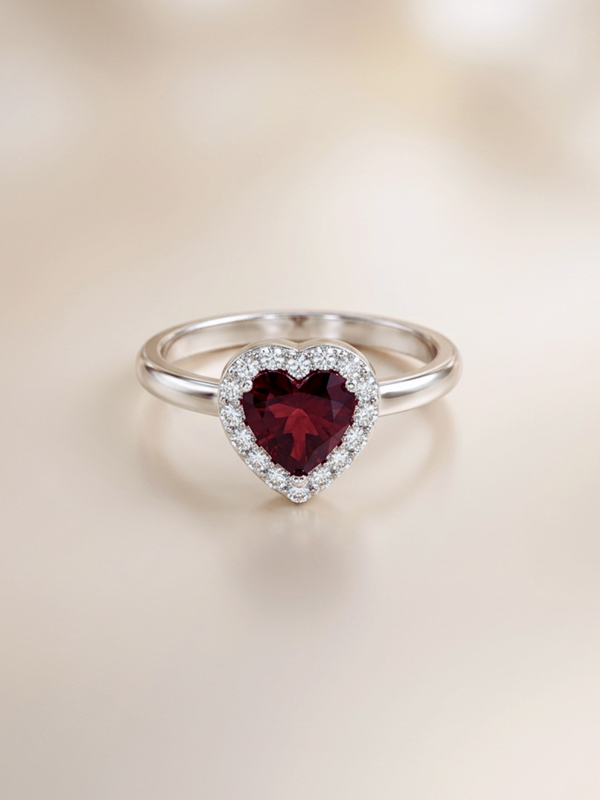 Leanne Ring (Garnet) - Rhodium Plated