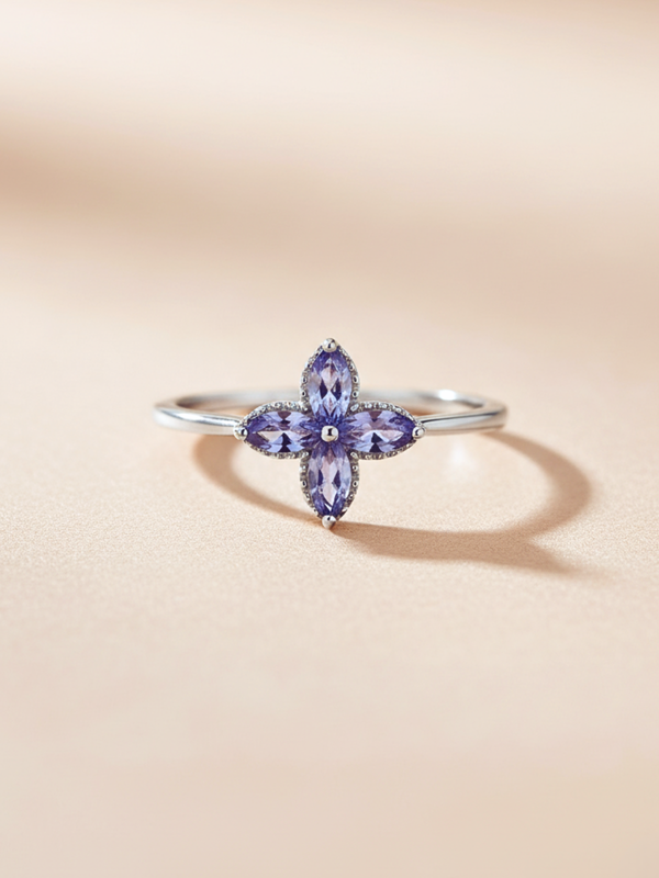Tanzanite Floral Ring