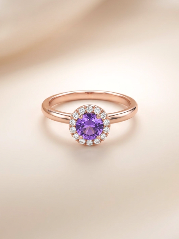 Lydia Ring (Amethyst) - Rose Gold Plated