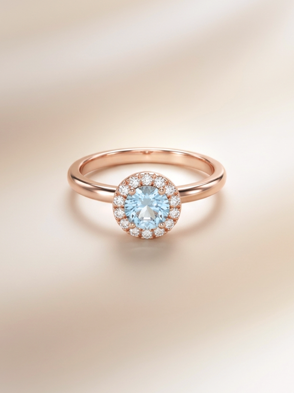 Lydia Ring (Aquamarine) - Rose Gold Plated