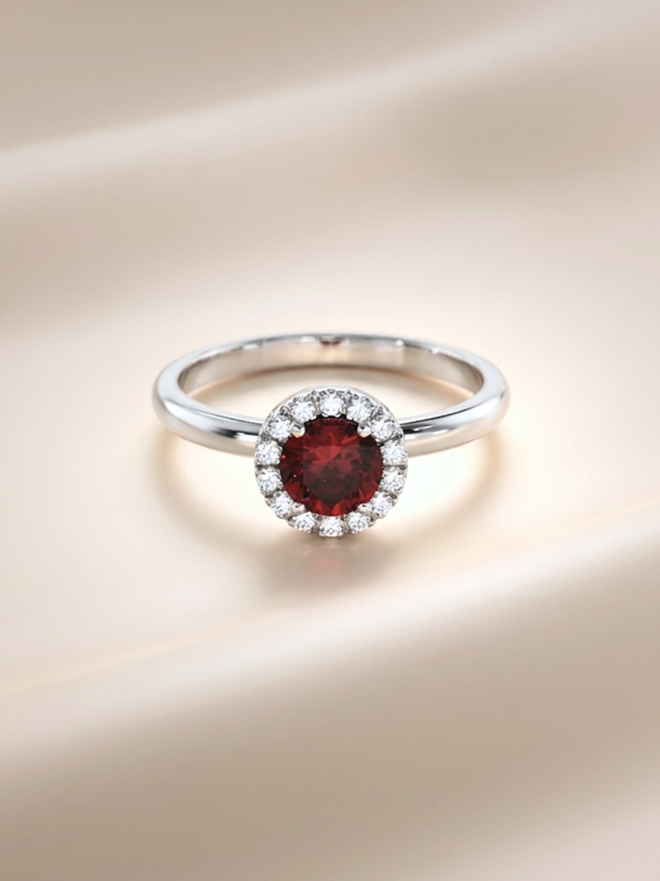 Lydia Ring (Garnet) - Rhodium Plated