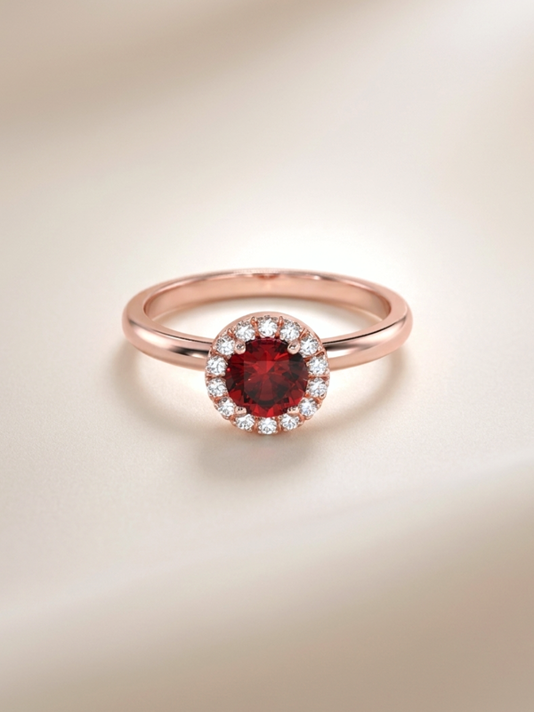 Lydia Ring (Garnet) - Rose Gold Plated