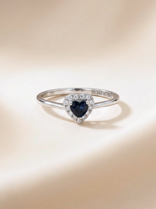 0.24ct Blue Sapphire Ring (Heart Shape)
