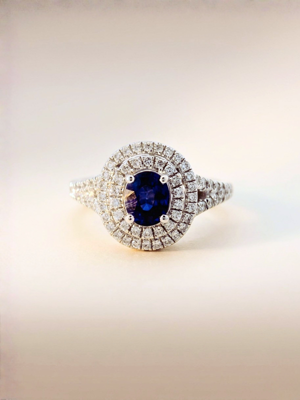 0.7ct Oval Royal Blue Sapphire Ring (AIGS Certificate)