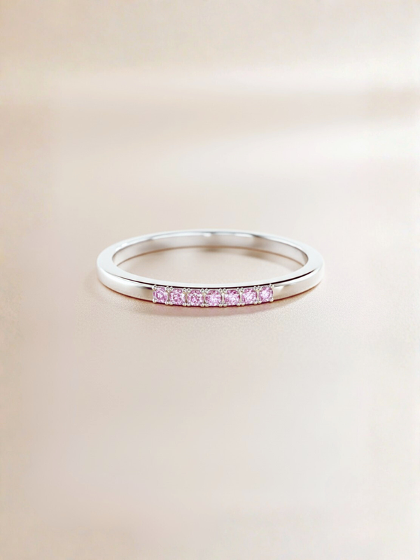 Esther Ring (Pink Sapphire) - Rhodium Plated