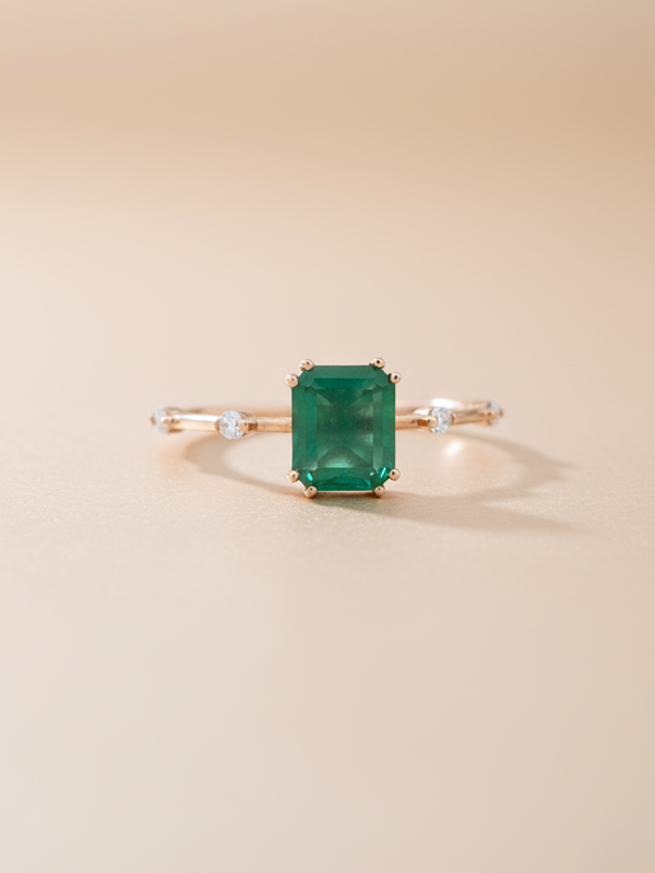 Green Onyx Diamond Ring - 18K Rose Gold