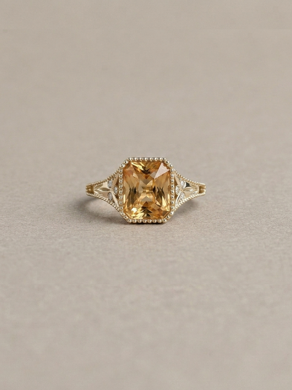 Jasper Ring - 2.25Ct Grossularite Garnet & Lab Grown Diamonds - 18K Champagne Gold