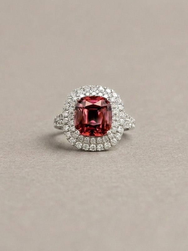 Isabella Ring - 3.40 Ct Tourmaline & Lab Diamonds - 14K White Gold