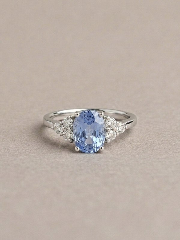 Tiffany Ring - Blue Sapphires & Lab Diamond - Platinum