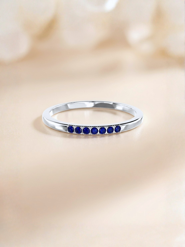 Esther Ring (Blue Sapphire) - Rhodium Plated