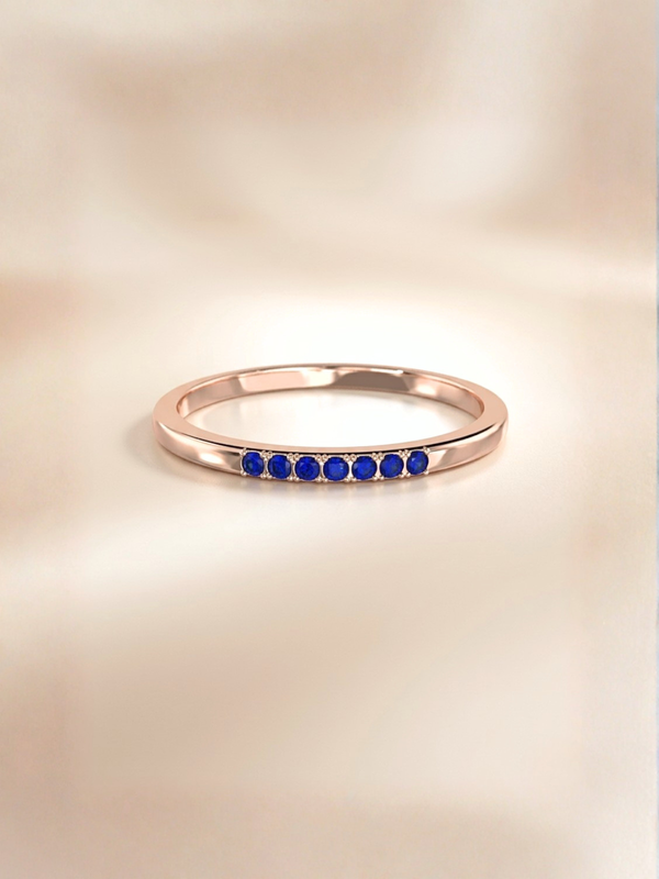 Esther Ring (Blue Sapphire) - Rose Gold Plated