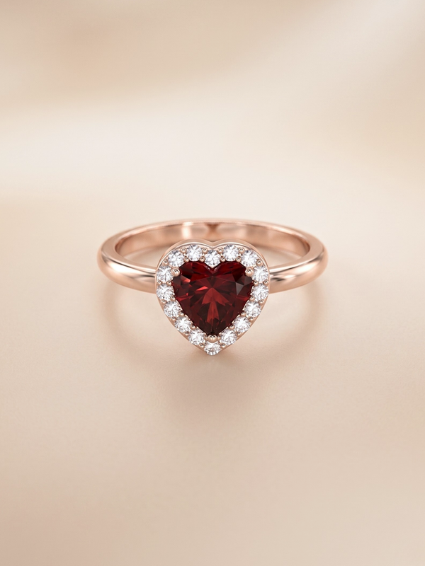 Leanne Ring (Garnet) - Rose Gold Plated