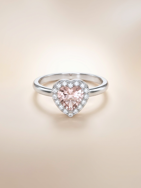 Leanne Ring (Rose Quartz) - Rhodium Plated