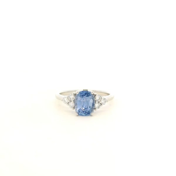 Tiffany Ring - Blue Sapphires & Lab Diamond - Platinum