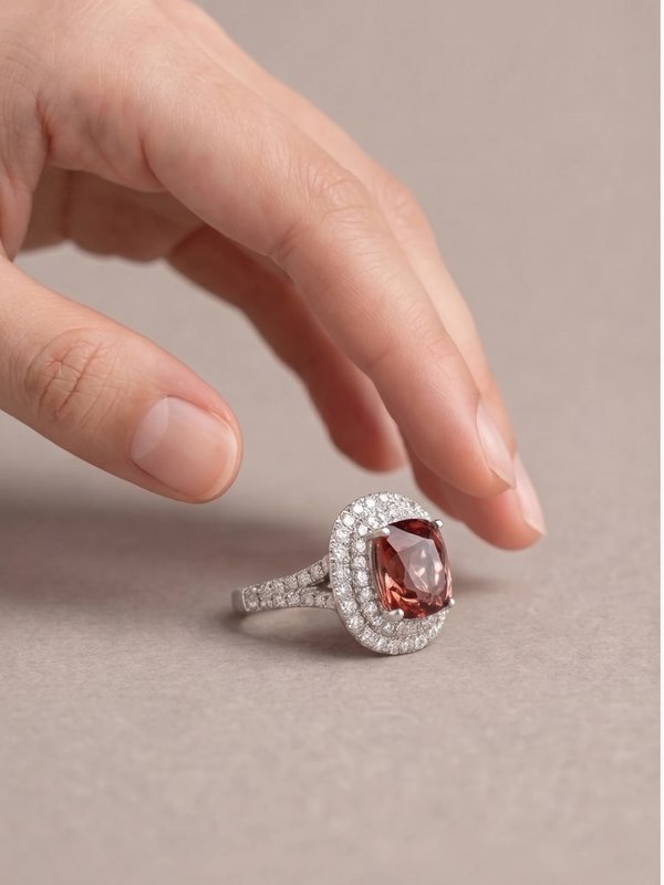Isabella Ring - 3.40 Ct Tourmaline & Lab Diamonds - 14K White Gold