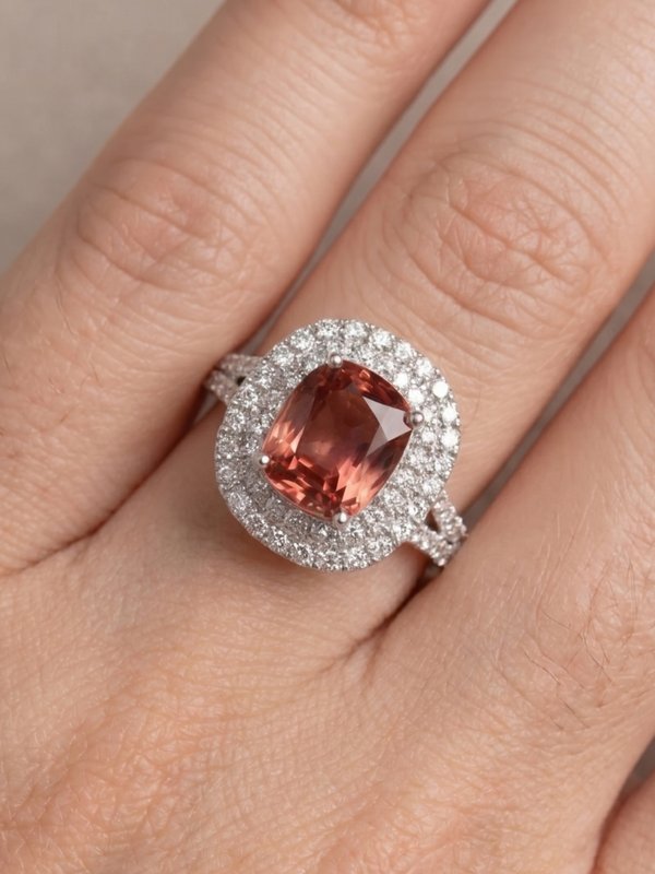 Isabella Ring - 3.40 Ct Tourmaline & Lab Diamonds - 14K White Gold