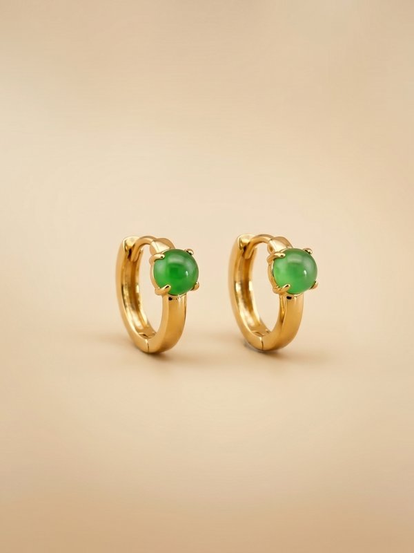 18K Yellow Gold Jadeite Earrings