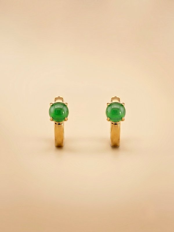 18K Yellow Gold Jadeite Earrings