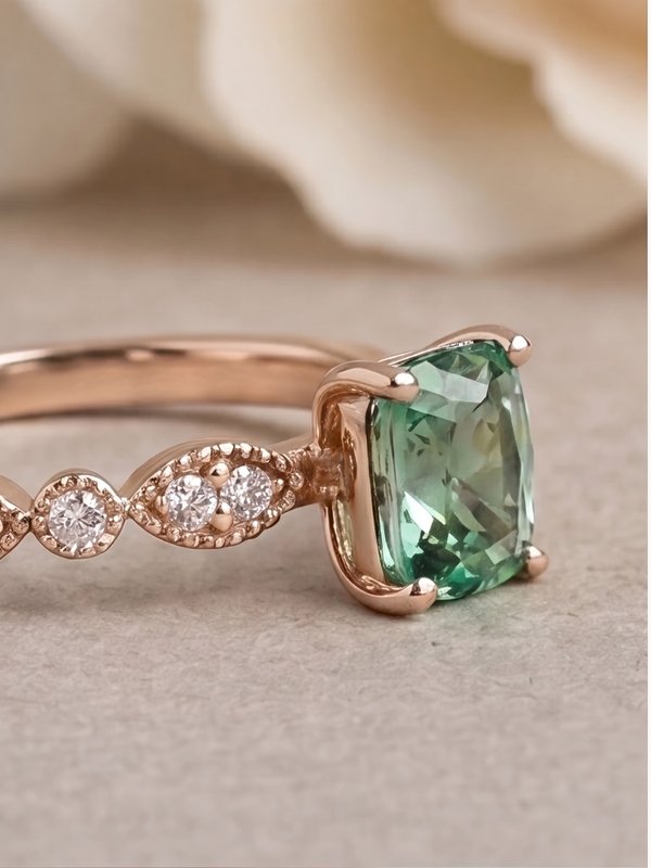 Veronica - Mint Tourmaline - 14k Rose Gold