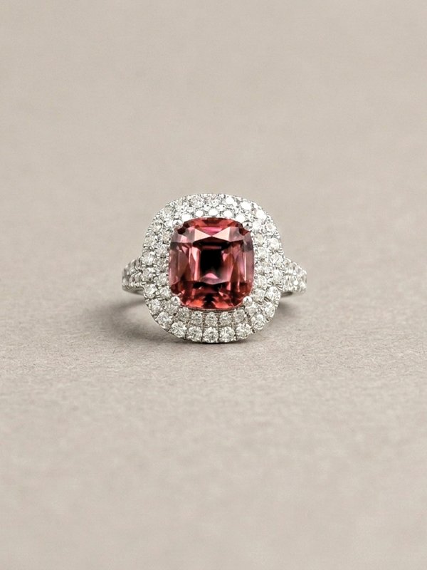 Isabella Ring - 3.40 Ct Tourmaline & Lab Diamonds - 14K White Gold