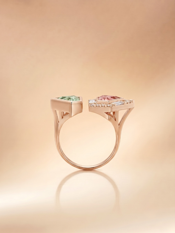 Talia Ring - Mint & Pink Tourmaline - 14K Rose Gold